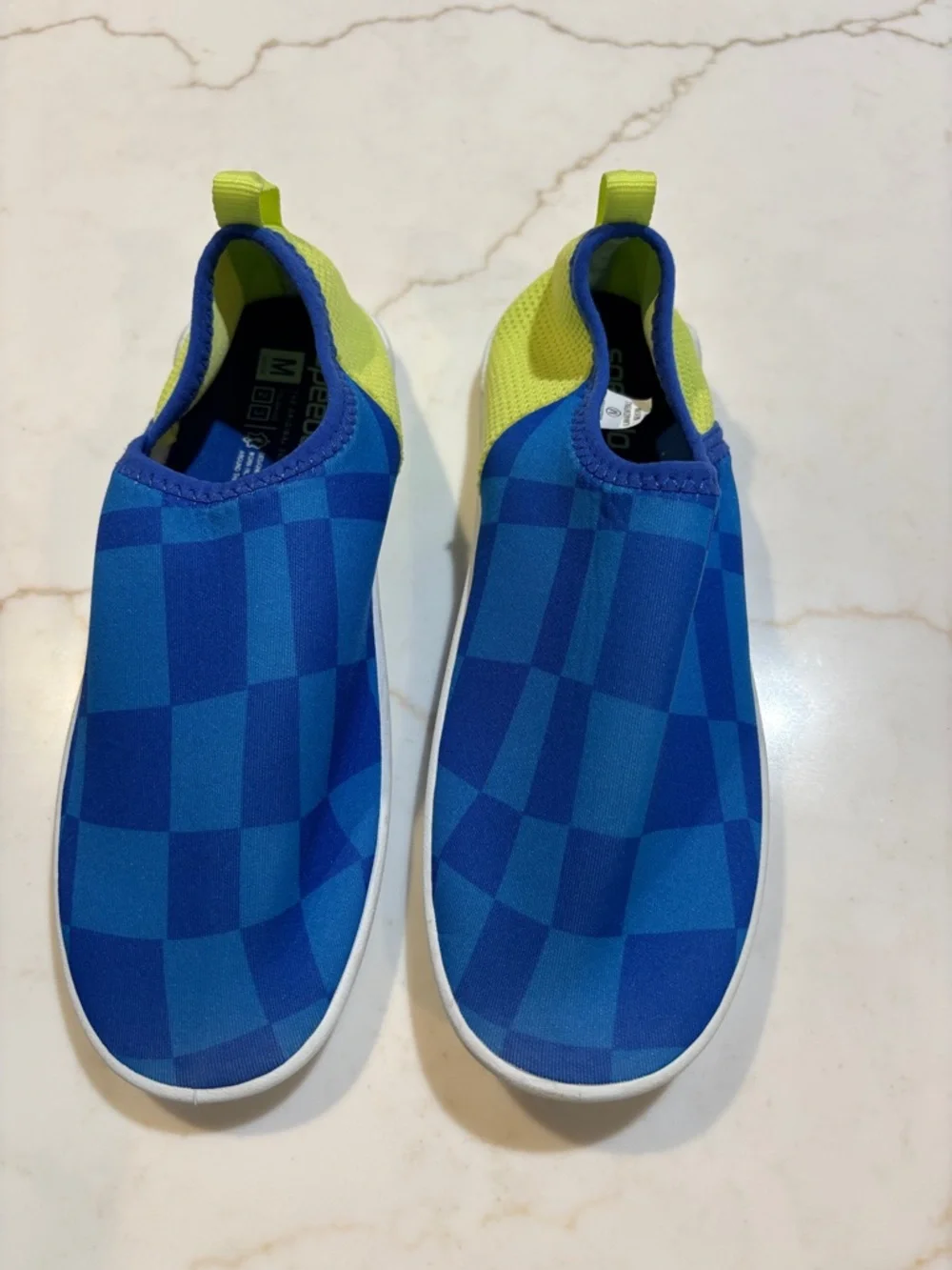 Speedo Junior Bootie Electric Checker Water Shoes Blue Lime M 2-3